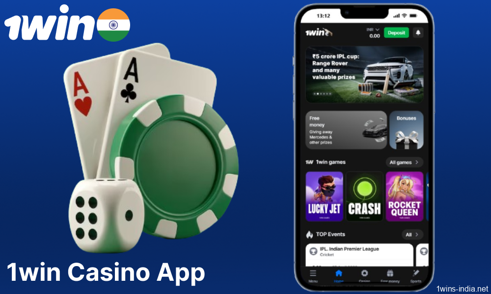 Casino games available on the 1win app for players from India