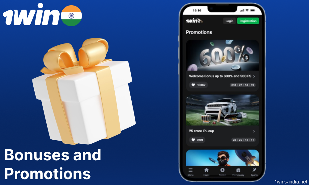 1win app bonuses and promotions for players from India