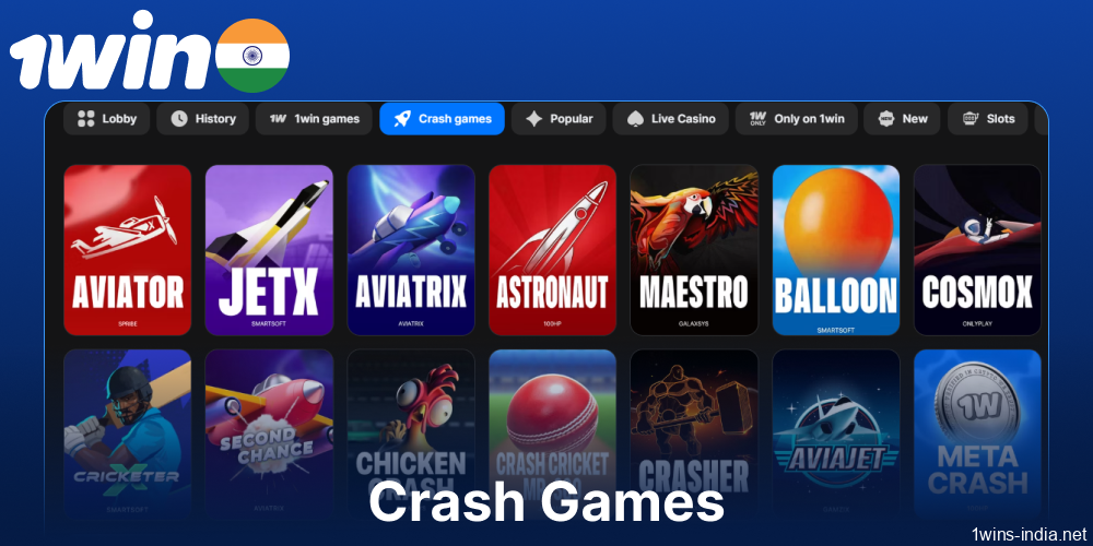 1win crash games available for players from India