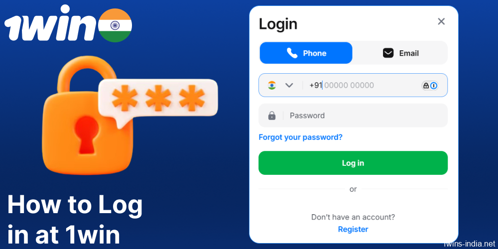 Instructions on logging in to 1win for players from India