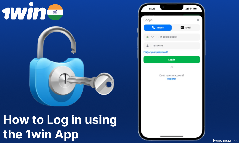Instructions on logging in to 1win app for players from India