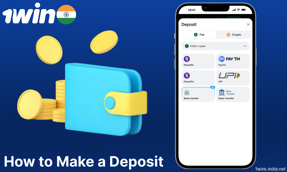 Instructions on making deposits on 1win for players from India