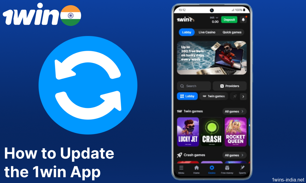 Instructions on updating the 1win app for Indian players
