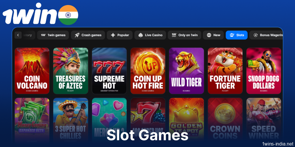 1win slot games available for players from India